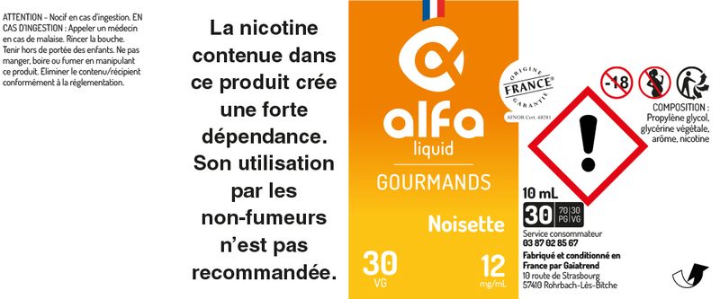 étiquette Noisette Alfaliquid